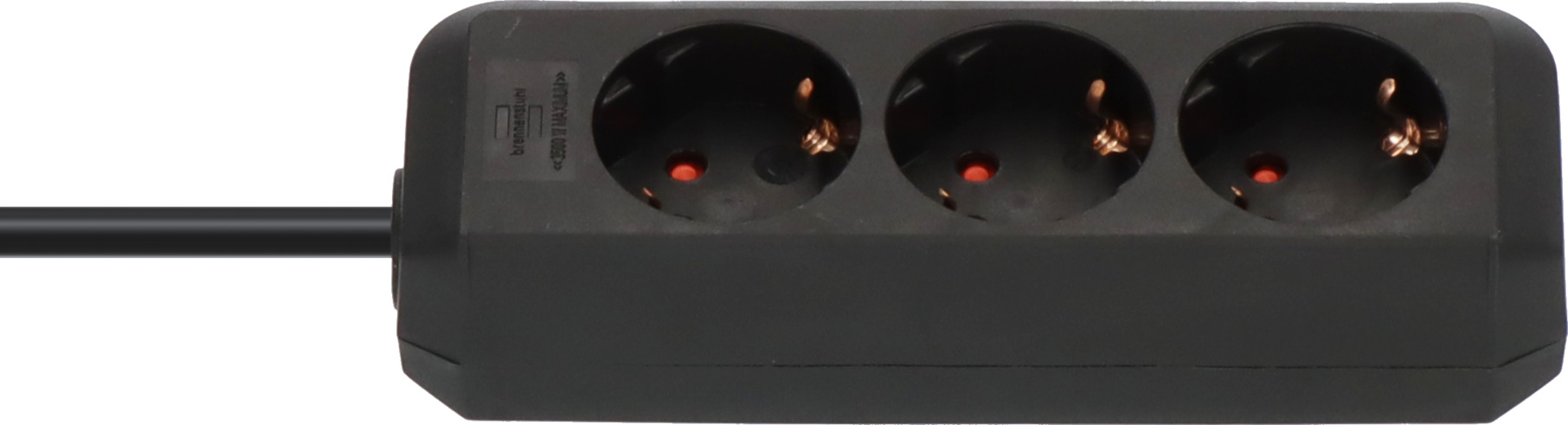 Regleta alemana de 3 vías sin interruptor, 1,5 m, 3G, 1,5 mm? negra