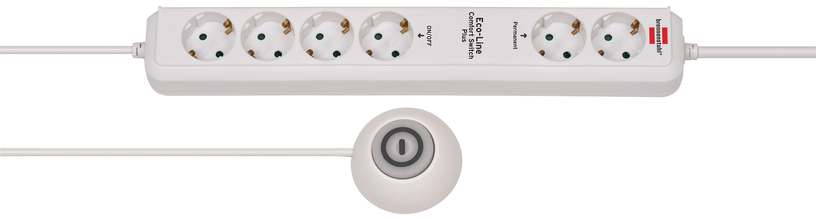 Regleta Eco-Line Comfort Switch EL CSP 24 6-tomas blanco 1,5m H05VV-F 3G1,5  2 permanentes, 4 con interruptor con interruptor manual/pedal