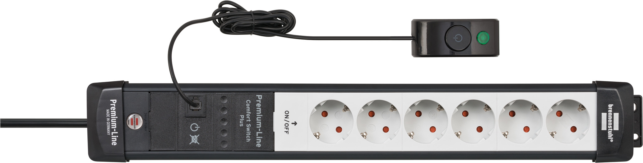 Regleta Eco-Line Comfort Switch EL CSP 24 6-tomas blanco 1,5m H05VV-F 3G1,5  2 permanentes, 4 con interruptor con interruptor manual/pedal
